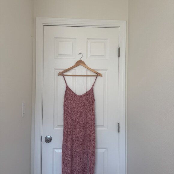 Abercrombie & Fitch Women’s Floral Spaghetti Strap Midi Dress Slit Pink Medium - Picture 8 of 9